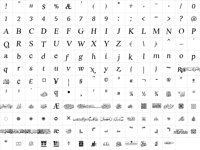 pks-masry Italic  glyph index