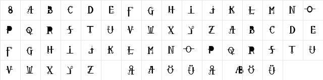 Glovebox Regular  glyph index