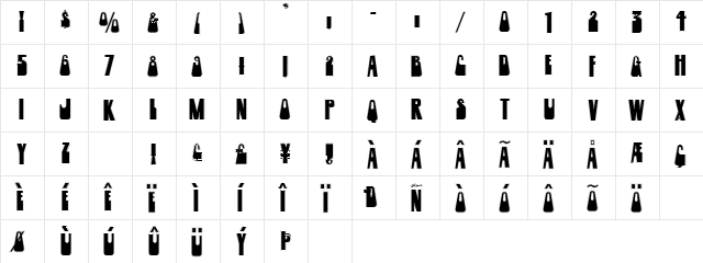 Limousine Regular  glyph index