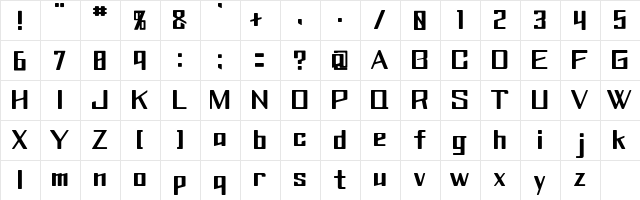Candy Medium  glyph index