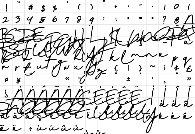 DreamOnly Regular  glyph index