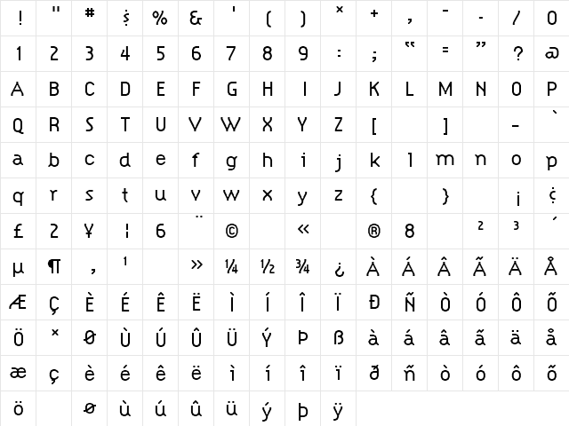 CitizenLight Regular  glyph index