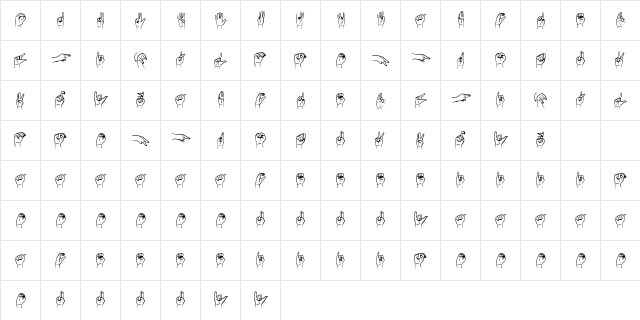Happy Hands Regular  glyph index