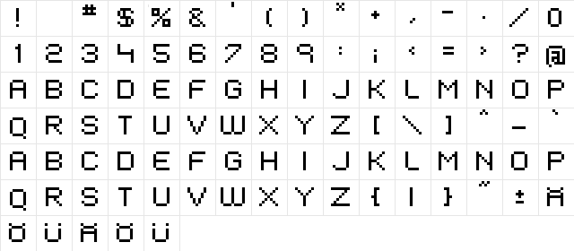 EIVEN MAJOR Pixel  glyph index