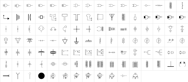 Electronics Regular  glyph index