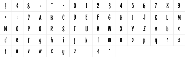 Highlights Condensed  glyph index