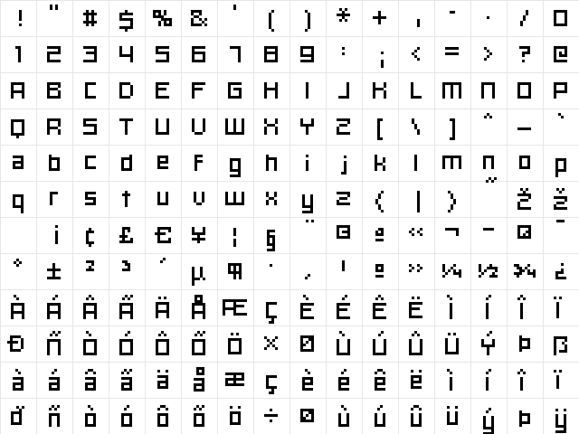 hooge 06_55 Regular  glyph index