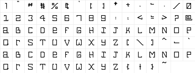 Pointepky Regular  glyph index