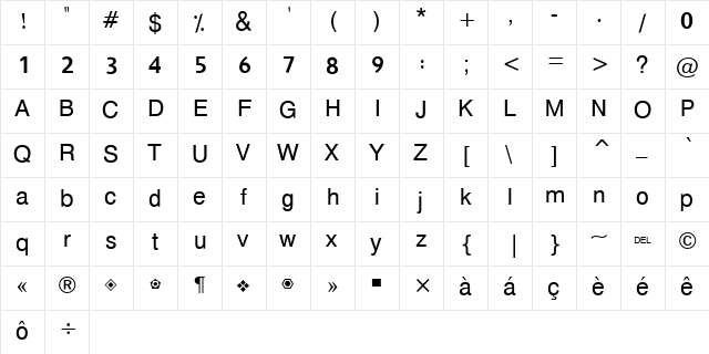 Hacen Samra Lt Regular  glyph index