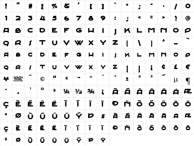 Junebug Stomp NF Regular  glyph index