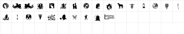 Listemagerens Dingbats 1 Normal  glyph index