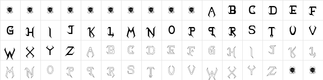 Marlen The Ponderosa Regular  glyph index