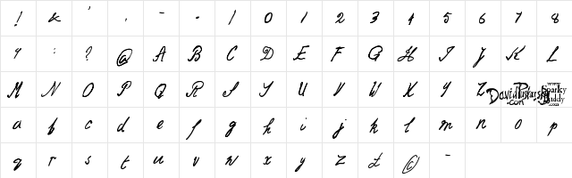 Jack the Ripper Dear Boss Regular  glyph index