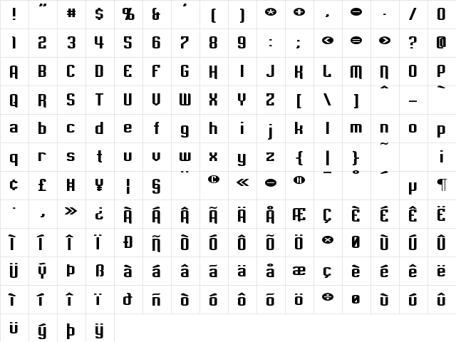 Empanada Expanded Regular  glyph index