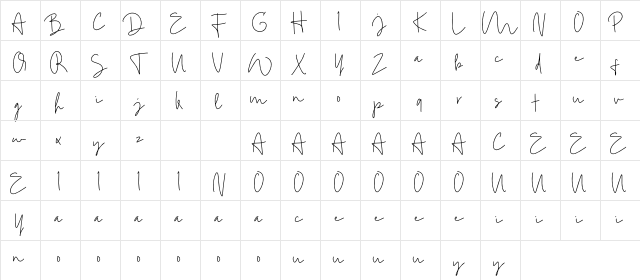 Mistice Regular  glyph index