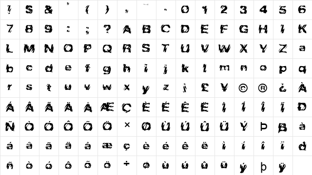 Skadir Normal  glyph index
