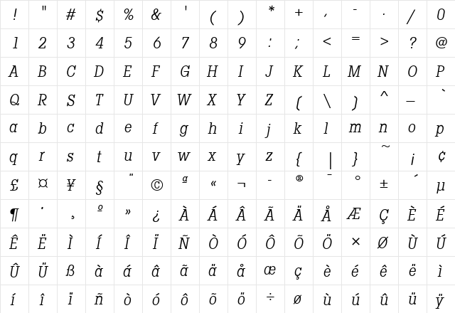 LubalinGraphCdITC Italic  glyph index