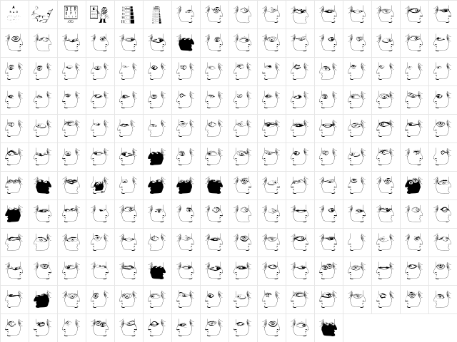 EyesTests Regular  glyph index