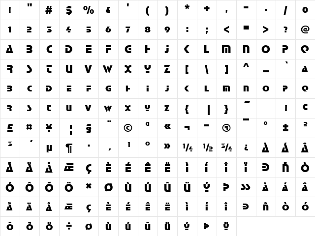 Stop Becker Caps Regular  glyph index