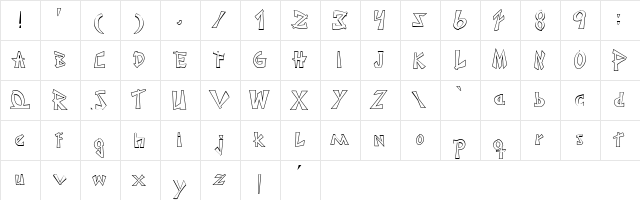 JaponesaOutline Regular  glyph index