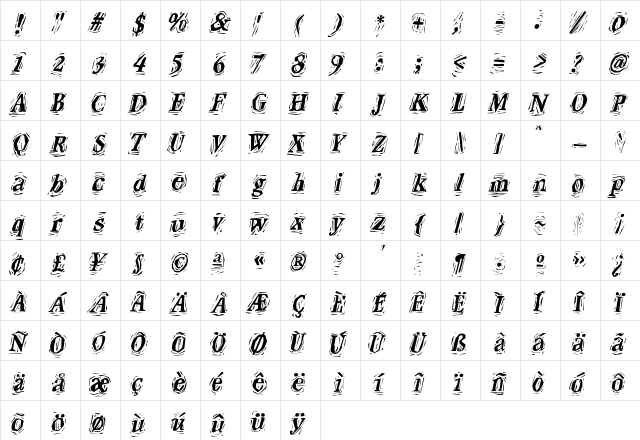 Craft Black  glyph index