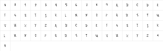StaleMarker Regular  glyph index