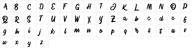 Signlia FREE Regular  glyph index