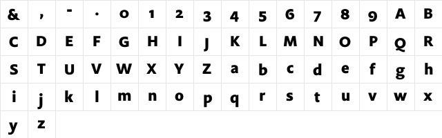 Flex ExtraBold  glyph index