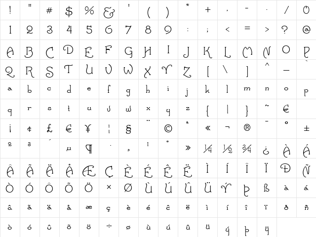 Santa'sSleighFull Regular  glyph index