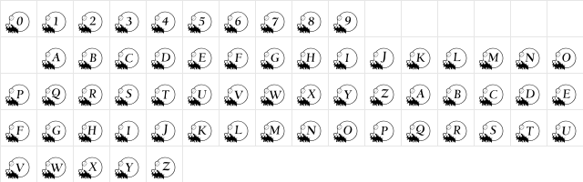 101! Holiday BallZ Regular  glyph index