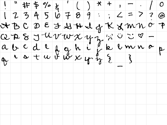 Amanda's Script Regular  glyph index