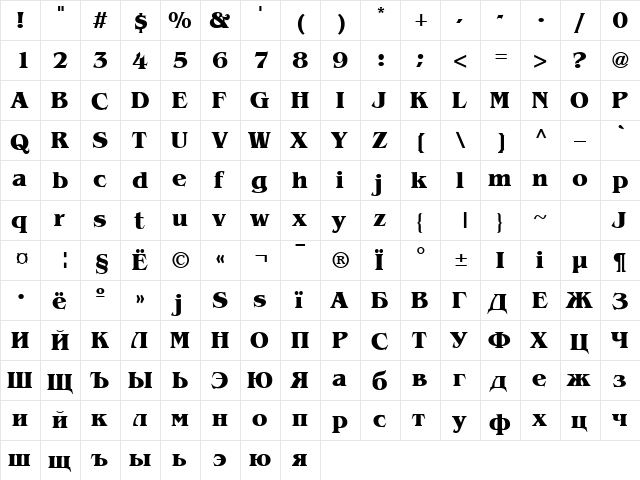 Bengaly Bold  glyph index