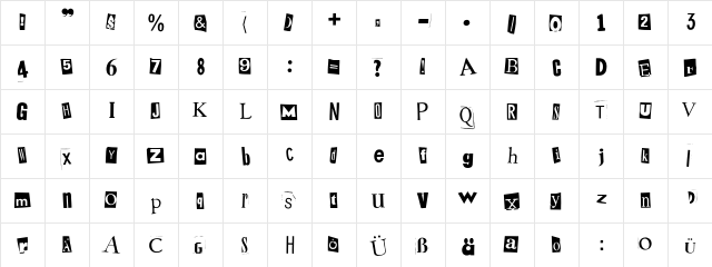 Mystery Regular  glyph index
