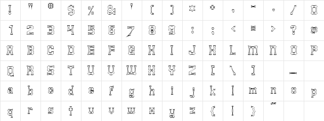 Shurkin Regular  glyph index