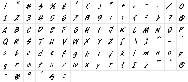 CCDearDiary Regular  glyph index