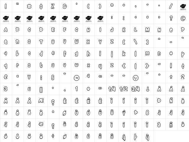 Snacker Comic Personal Use Only Regular  glyph index