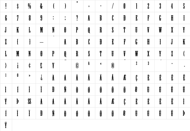 Mesquito Regular  glyph index