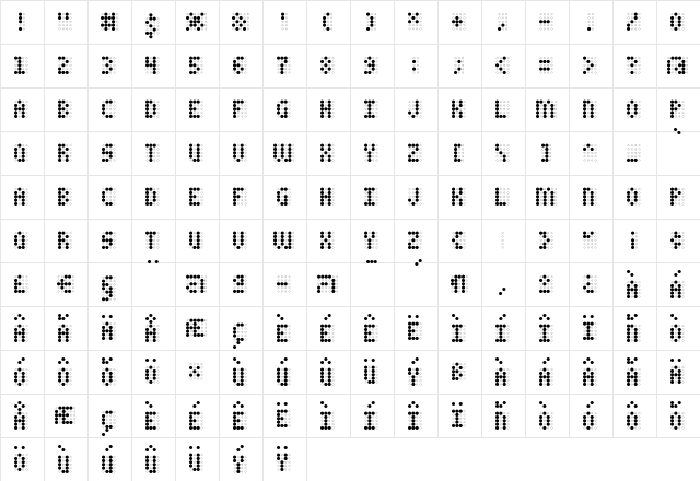 Charaille AOE Regular  glyph index