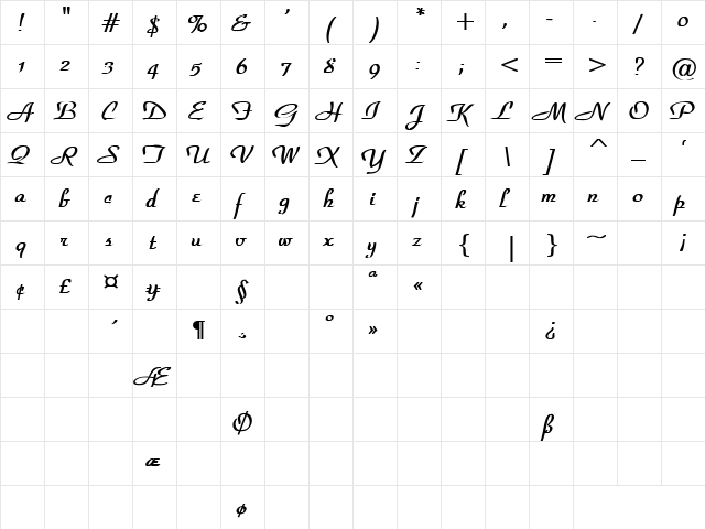 Ball & Chain 3 Bold  glyph index