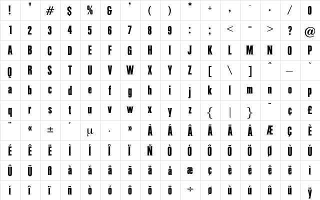 JuliusRegular Regular  glyph index