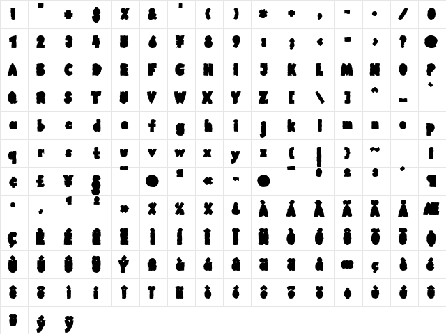 LTMega Out Regular  glyph index