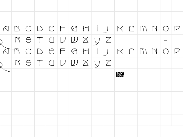 CroateDisplayCaps Regular  glyph index