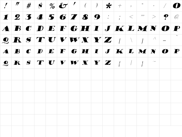Hermann Italic  glyph index