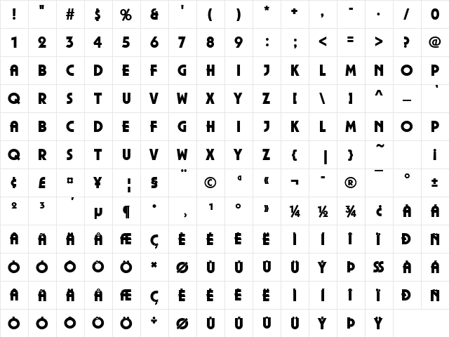 URWPlenaPUlt Regular  glyph index