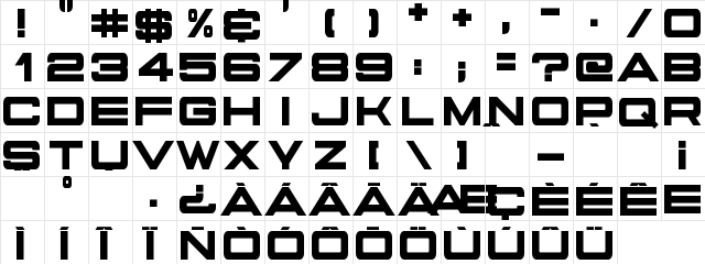 State Secret Regular  glyph index