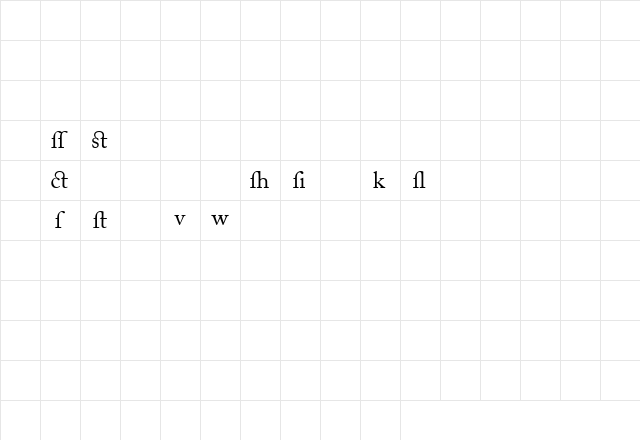Caslon Alternate SSi Roman  glyph index