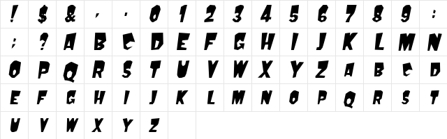 Mondo Oblique  glyph index