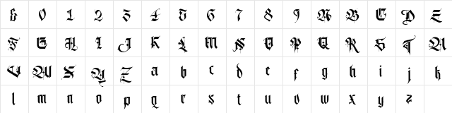 Lordish Regular  glyph index