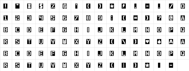 Stencil of Destiny Regular  glyph index