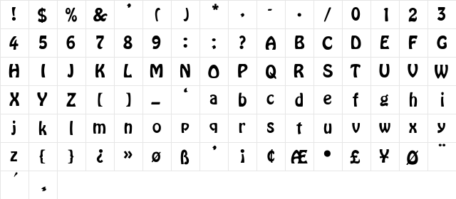 Hobo-Thin Regular  glyph index
